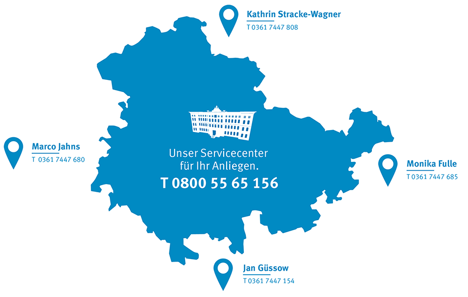 Überblick über die TAB-Kundencenter in der Region