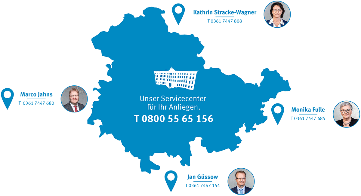 Überblick über die TAB-Kundencenter in der Region
