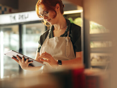Verkäuferin ein einem Supermarkt