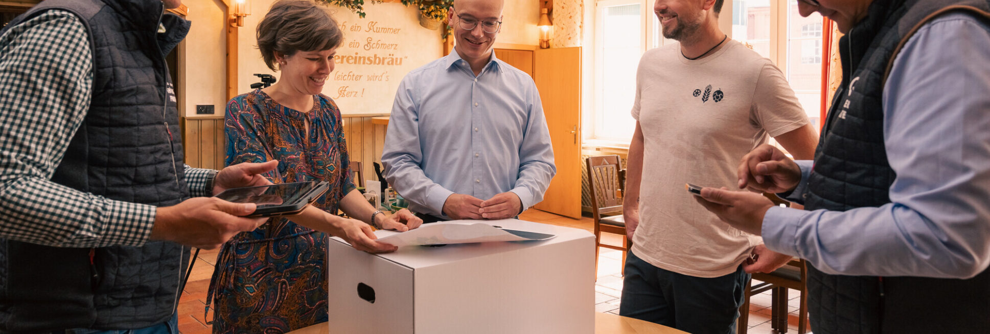 Das Team von der Agentur für Thüringer Produkte beim Vor-Ort-Termin.