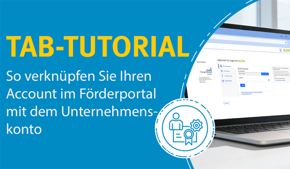Im Video zeigen wir Ihnen Schritt-für-Schritt, wie Sie Ihren bestehenden Account im Thüringer Förderportal mit dem Unternehmenskonto verknüpfen.