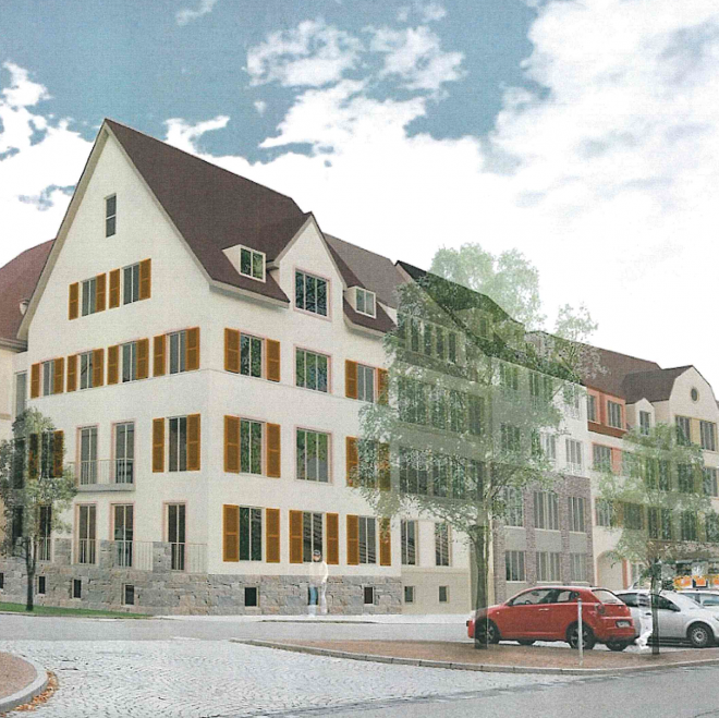 Planungsunterlagen zum Neubau von 38 barrierefreien und energieeffizienten Wohnungen in Eisenach (im Bild zu sehen ist die Computervisualisierung des Entwurfs.)
